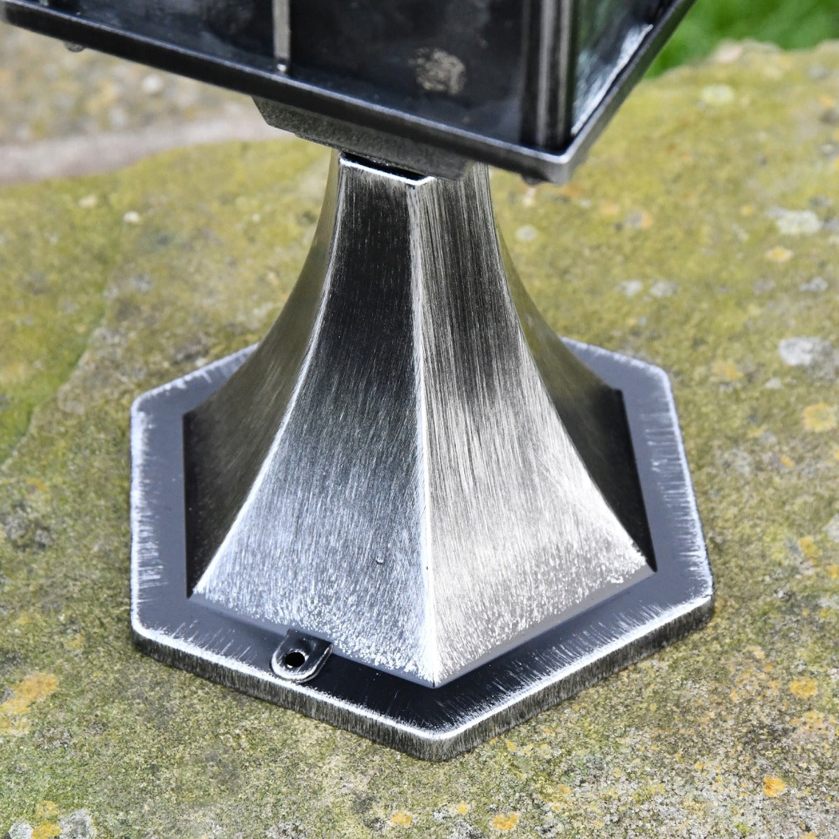 Close up of hexagonal pillar light base 