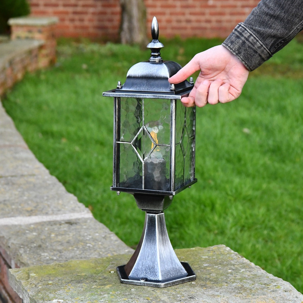 Hand Leaded Victorian Style Pillar Light on Column 
