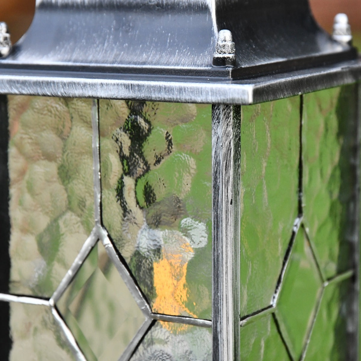 Close up of frame work and textured panes 