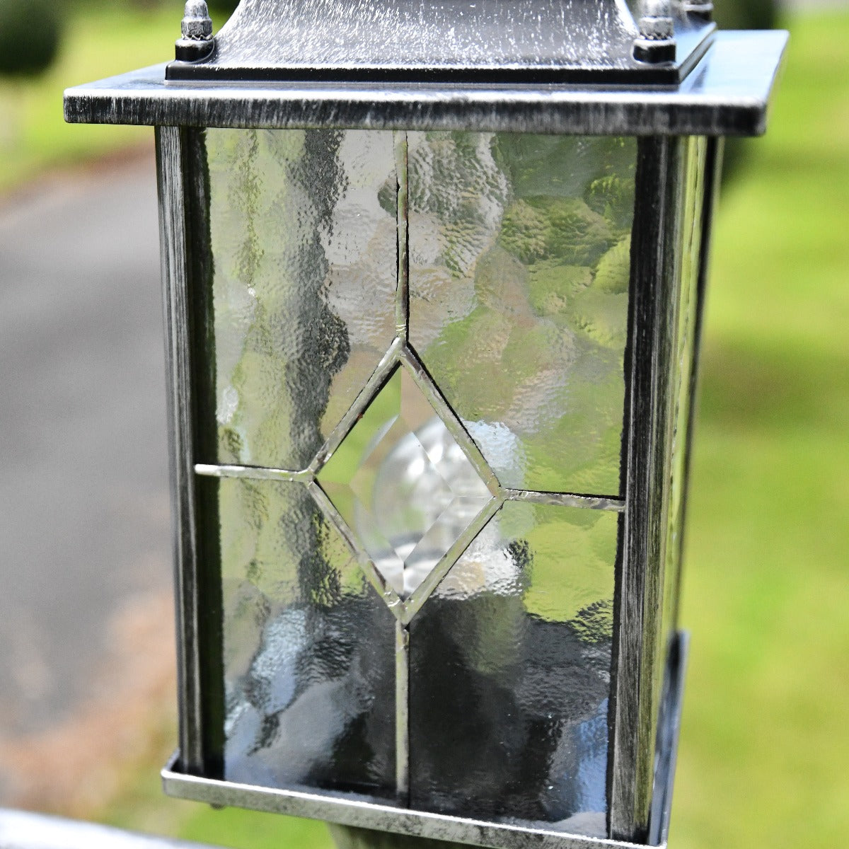 Antique Black and Silver Double Headed Garden Lamp Post