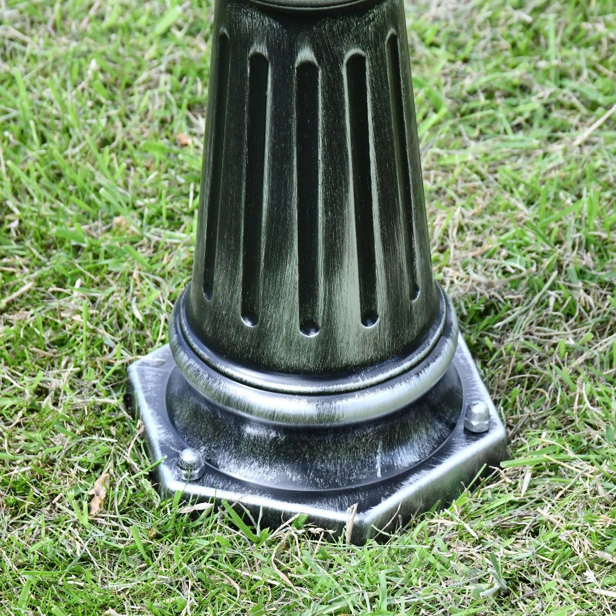 Antique Black and Silver Double Headed Garden Lamp Post Base