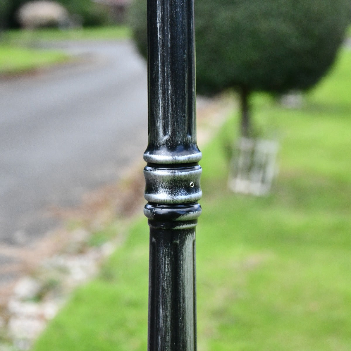 "The Lochdale" Antique Black and Silver Double Headed Garden Lamp Post