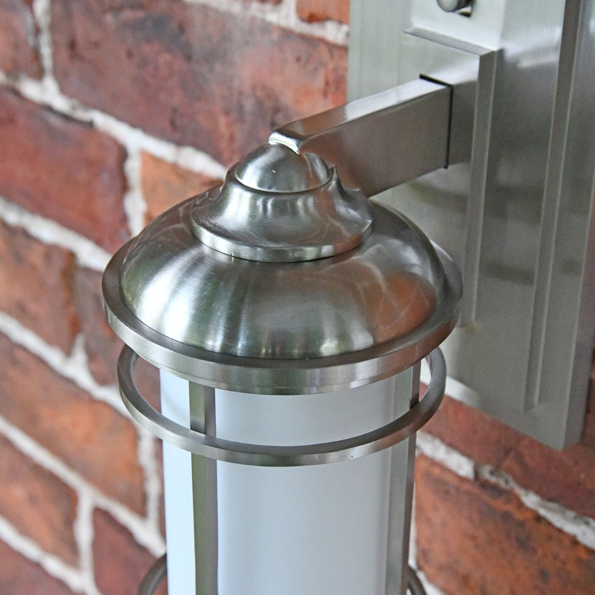 Birdseye view of Brushed Zinc wall lantern 