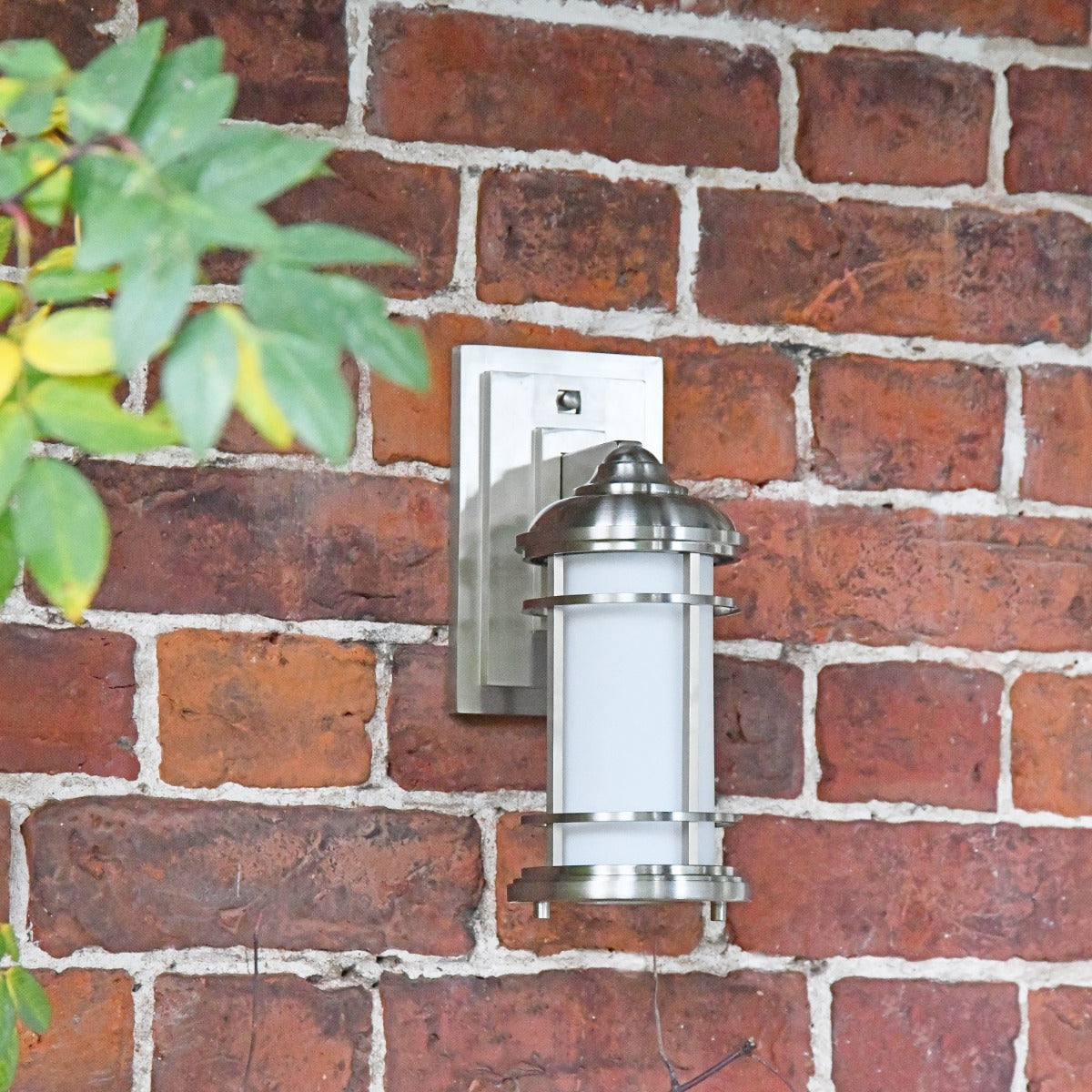 Wall Mounted Brushed Zinc Lantern in situ 