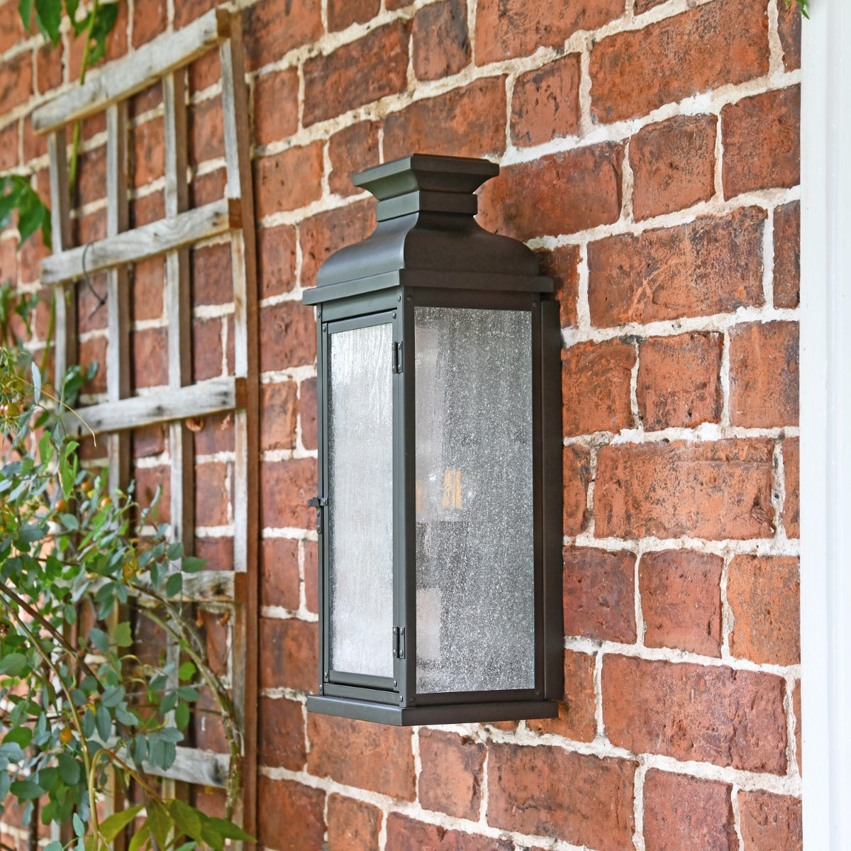 Side view of 'Terrington' Wall Lantern with frosted glass 