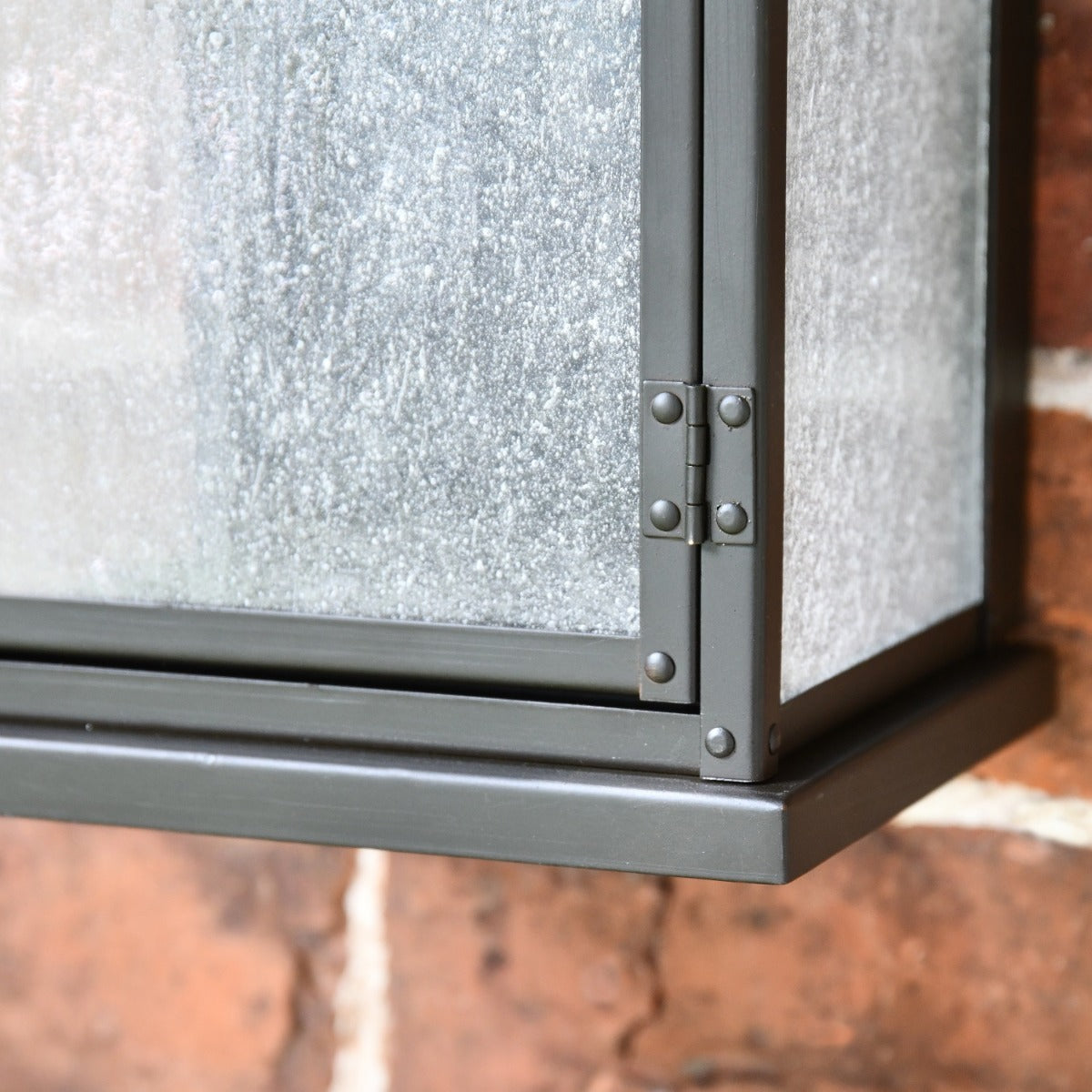 Close up of framework and hinge on 'Terrington' Wall Lantern 