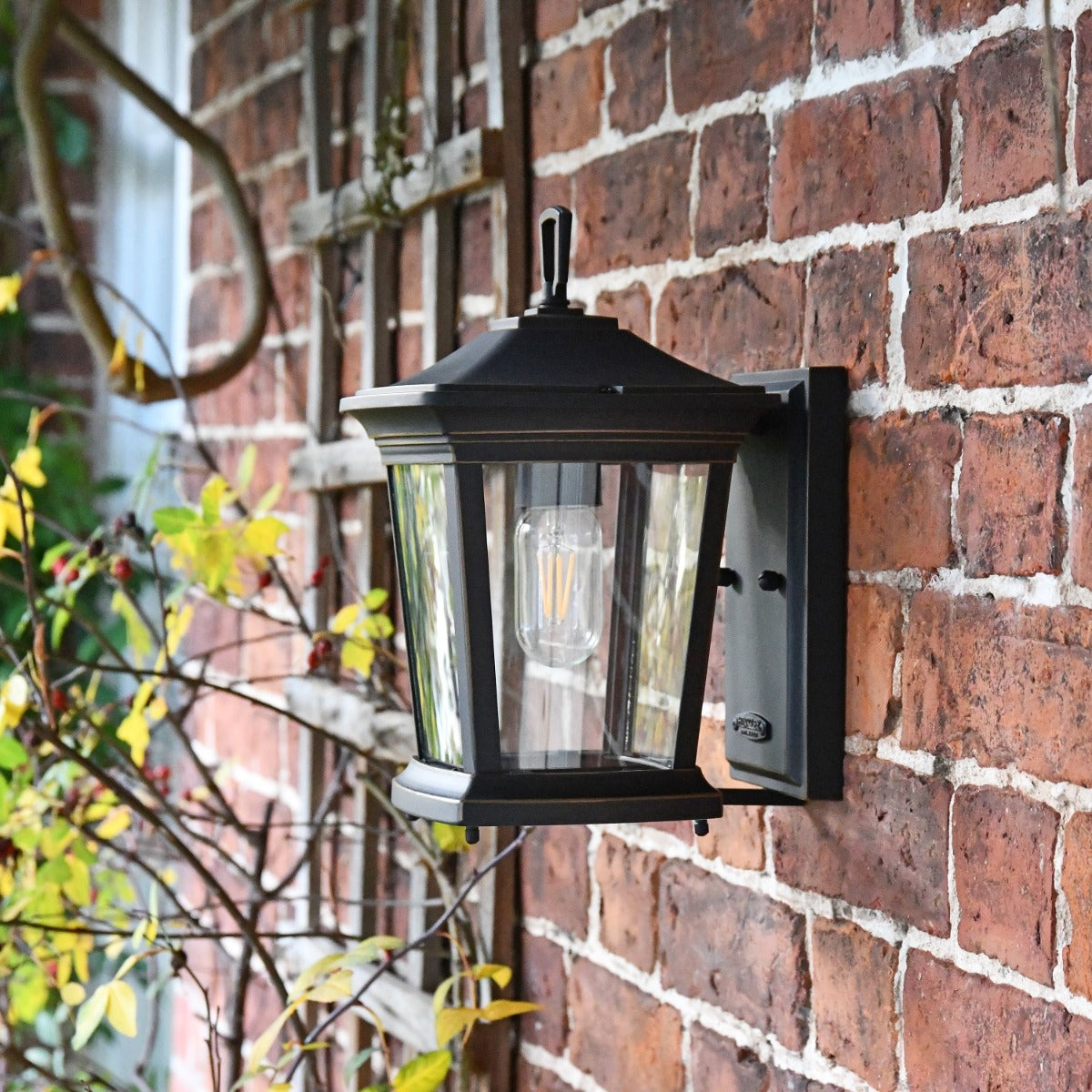 Side view of Antique Bronze Wall Lantern and Bracket 