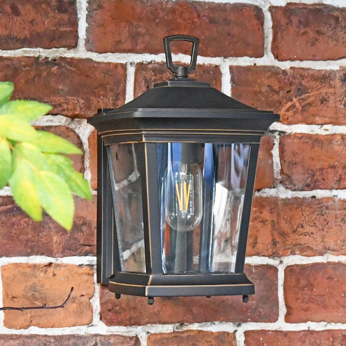 Flush Fitting Wall Lantern in Antique Bronze Finish 