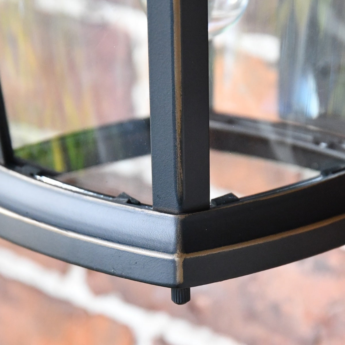 Close up of lantern framework and clear panes 