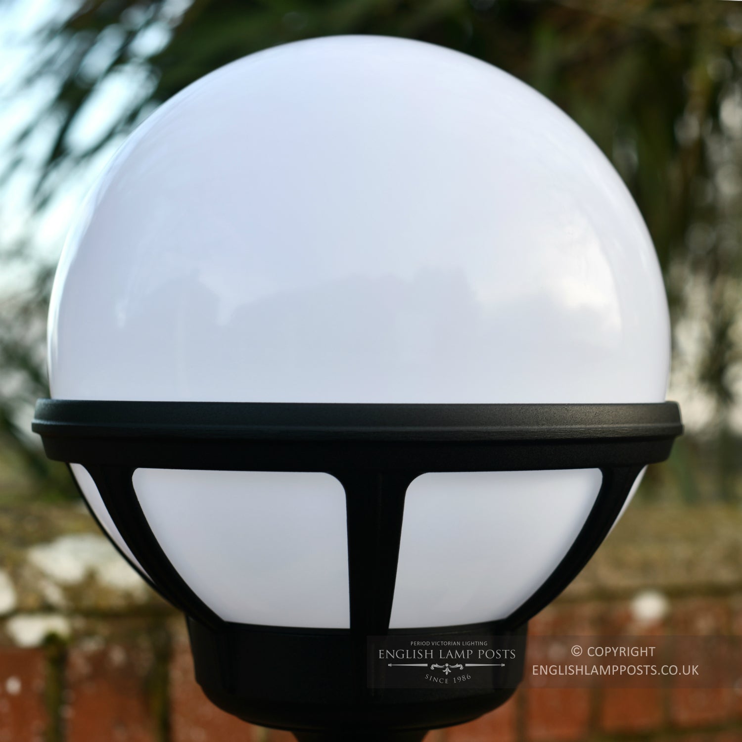 Black Contemporary Globe Pillar Light Fitting