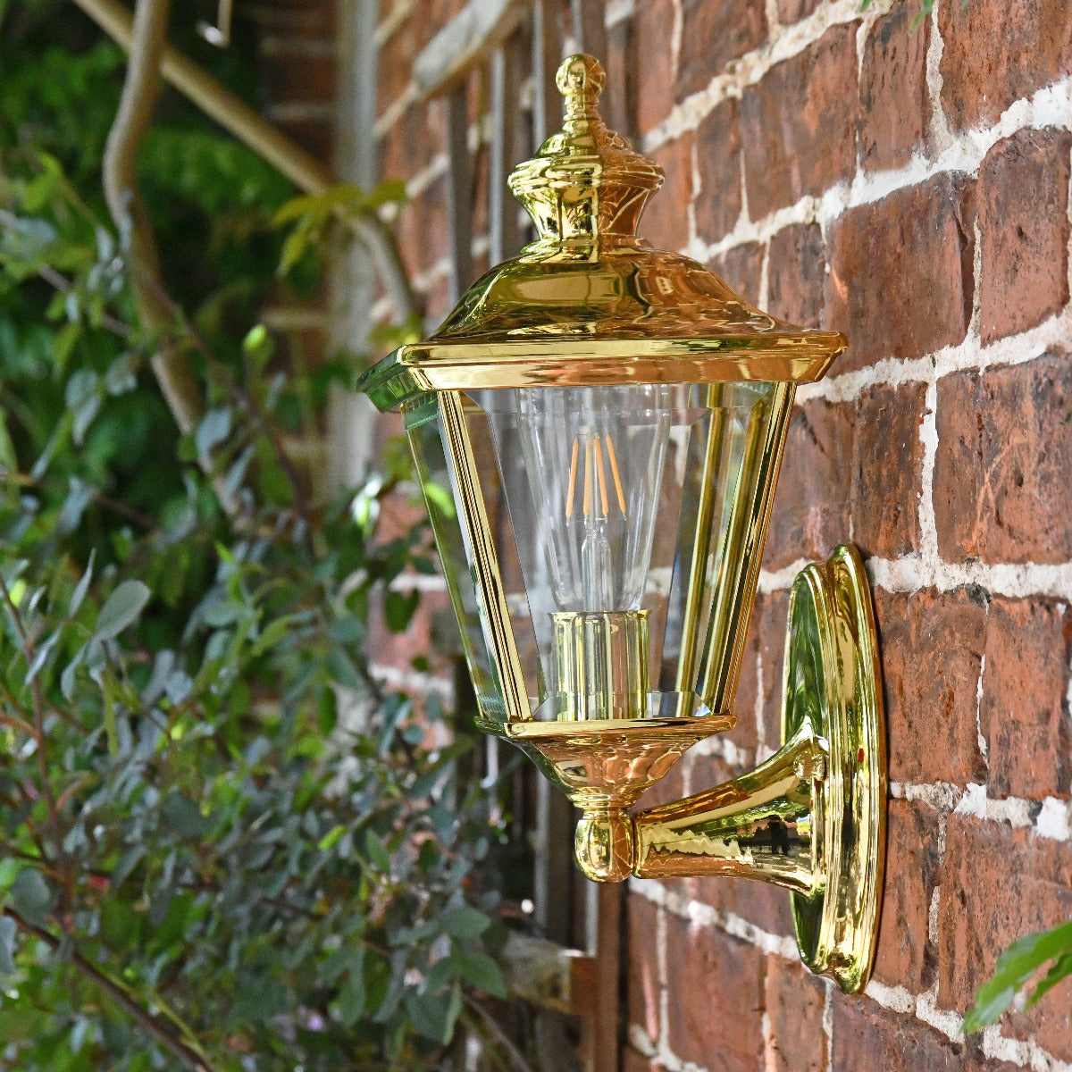 Highly Polished Brass Four Sided Wall Lantern