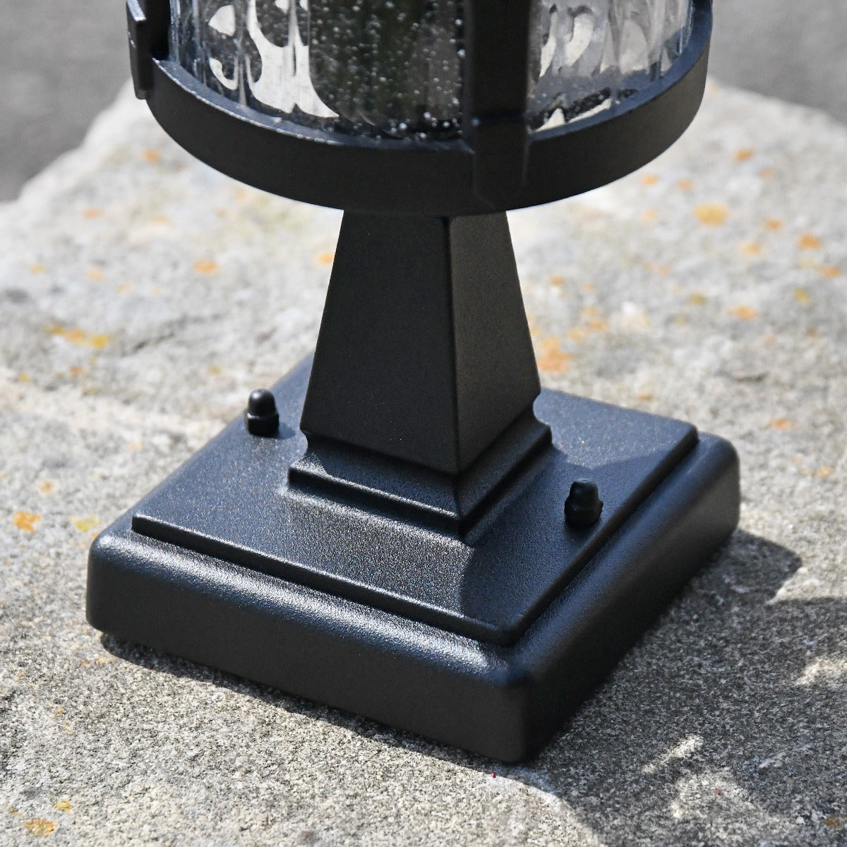 Base Of Small Black Ornate Scroll Pillar Light