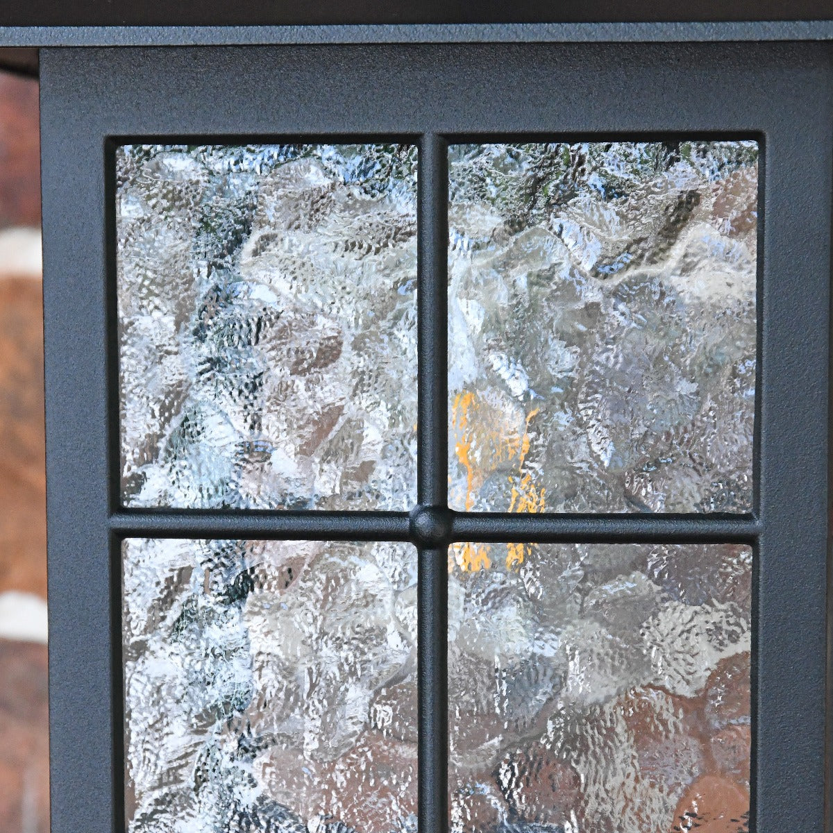 Close Up Of Textured Glass Window On Lantern