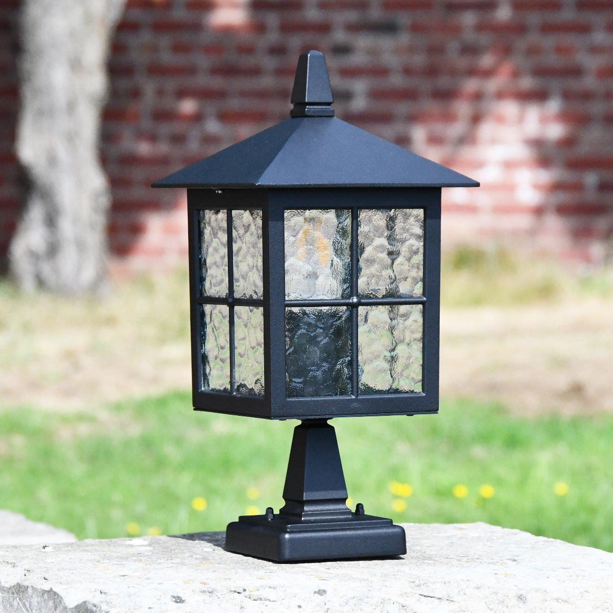 Traditional Black Four-Sided Pillar Light