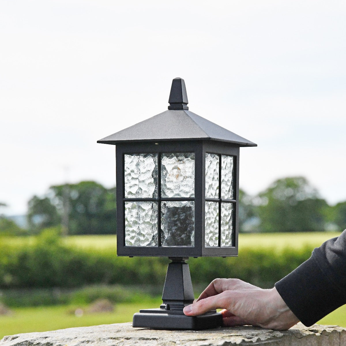 Traditional Black Squared Pillar Light Scale