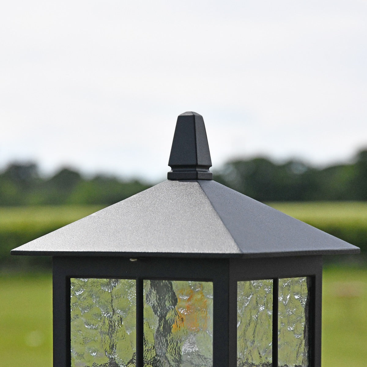 Traditional Black Squared Pillar Light With Sloped Top