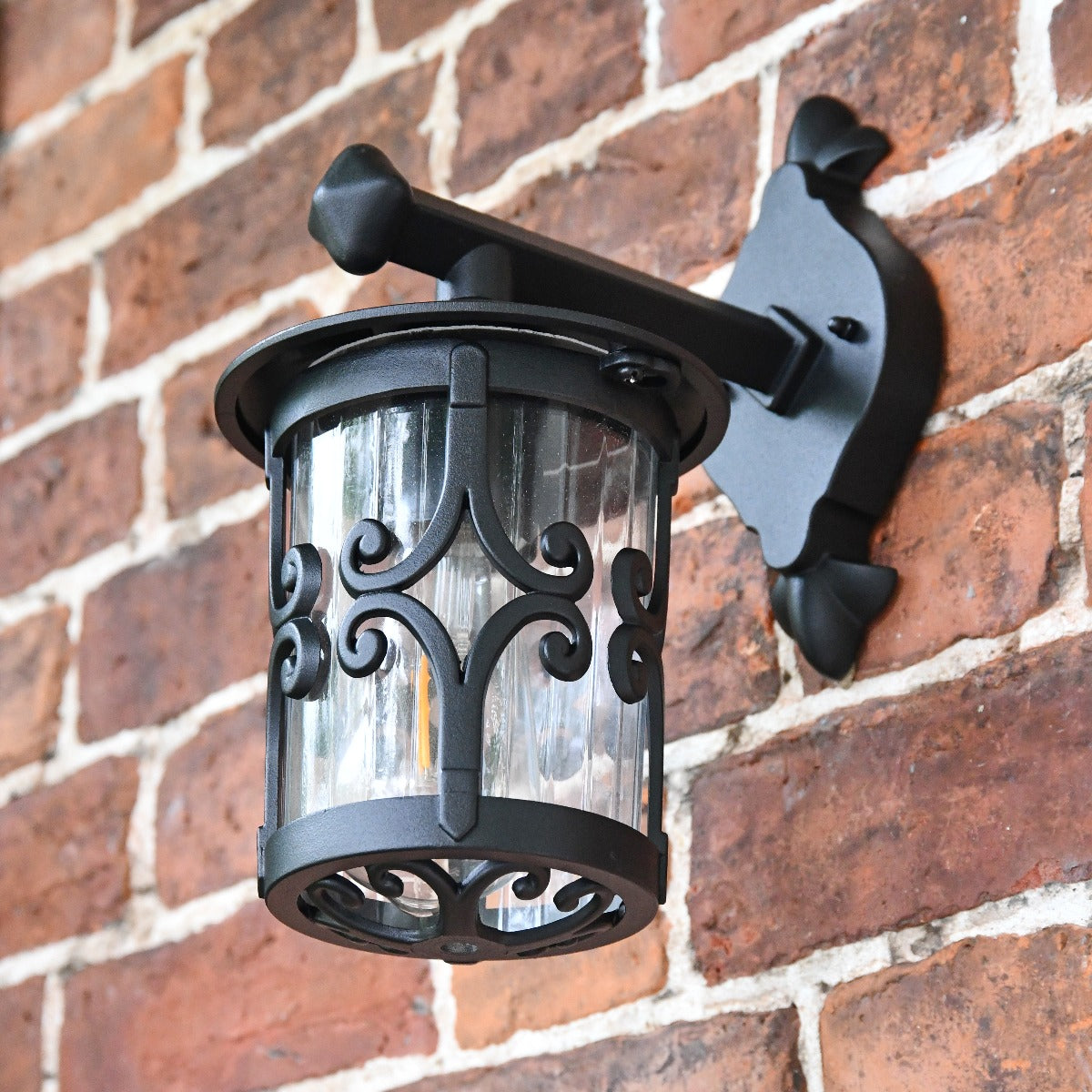Black Scroll Design Traditional Top Fix Wall Lantern