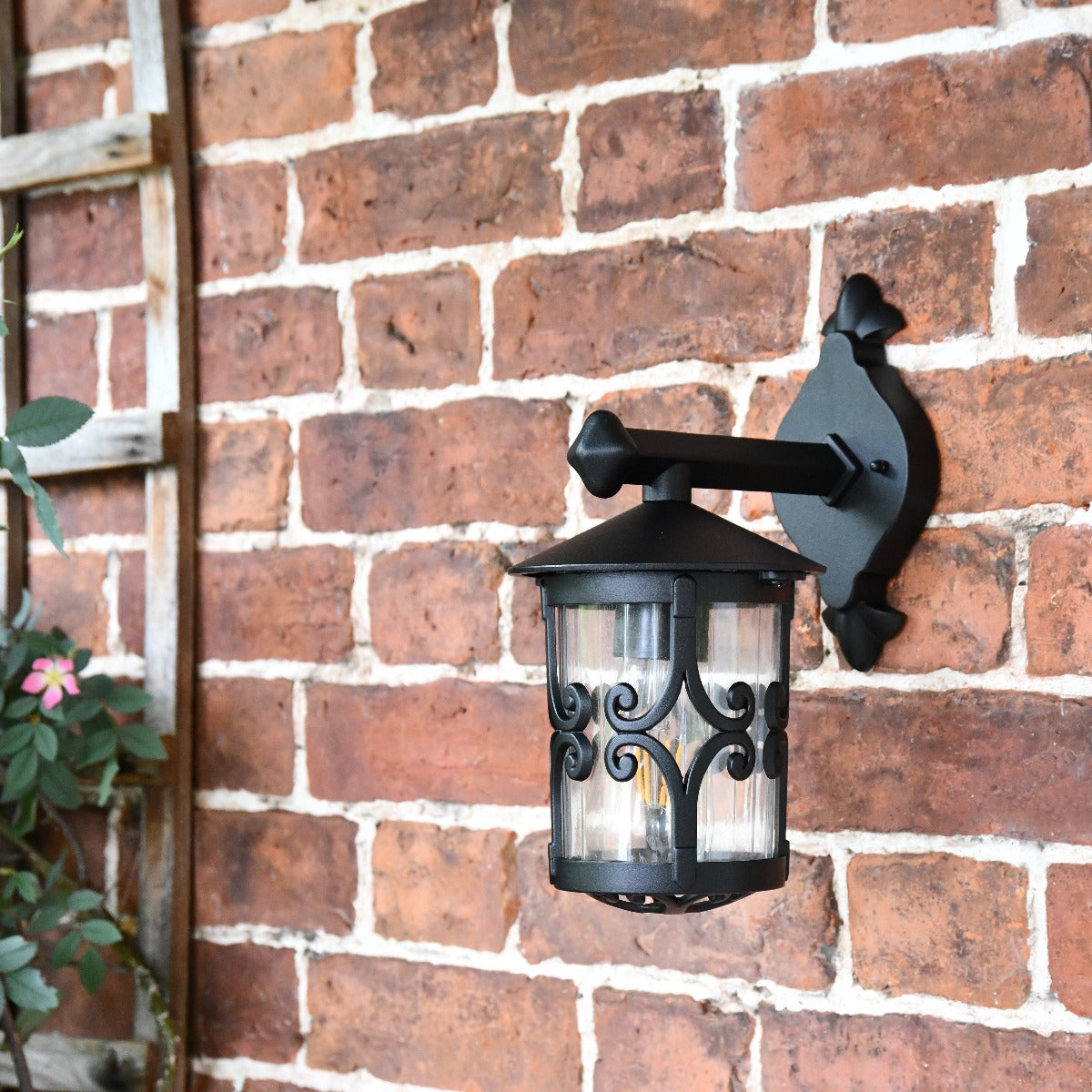 Black Scroll Design Traditional Top Fix Wall Lantern