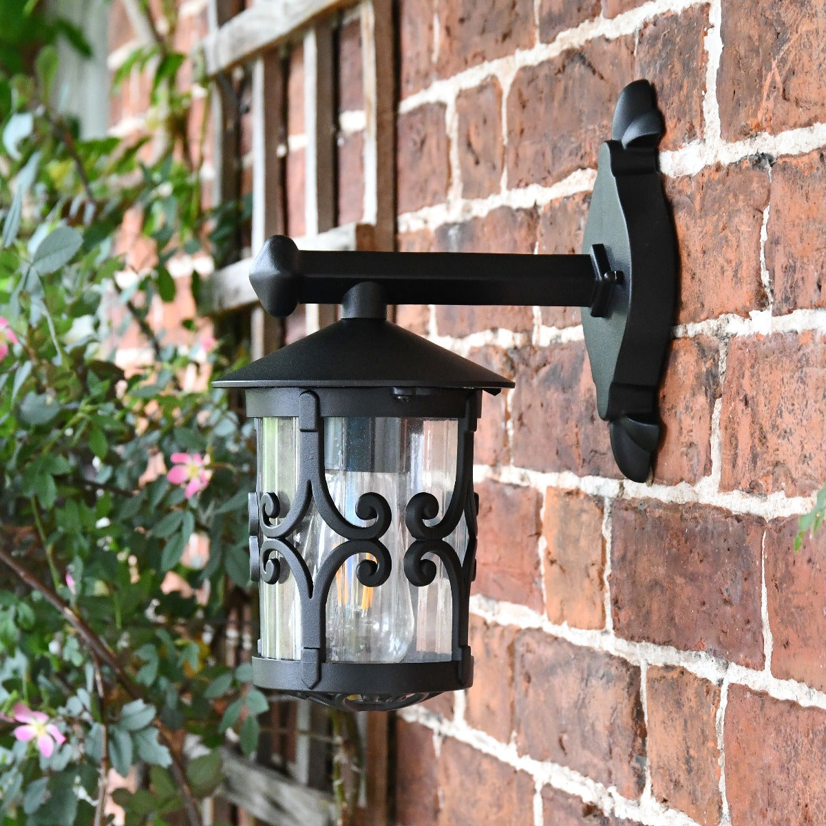 Black Scroll Design Traditional Top Fix Wall Lantern
