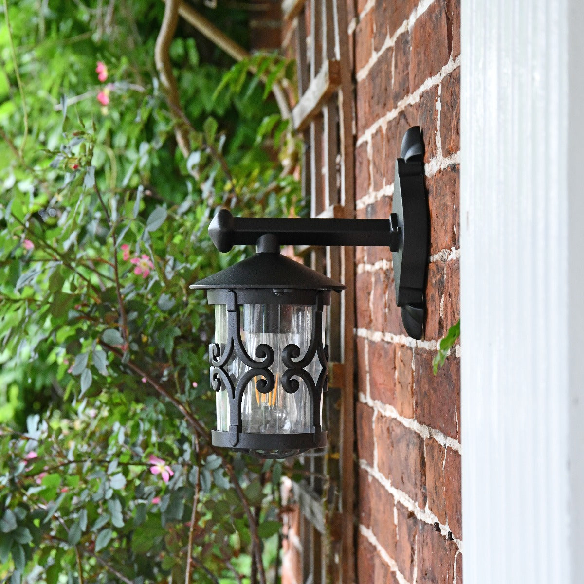 Black Scroll Design Traditional Top Fix Wall Lantern