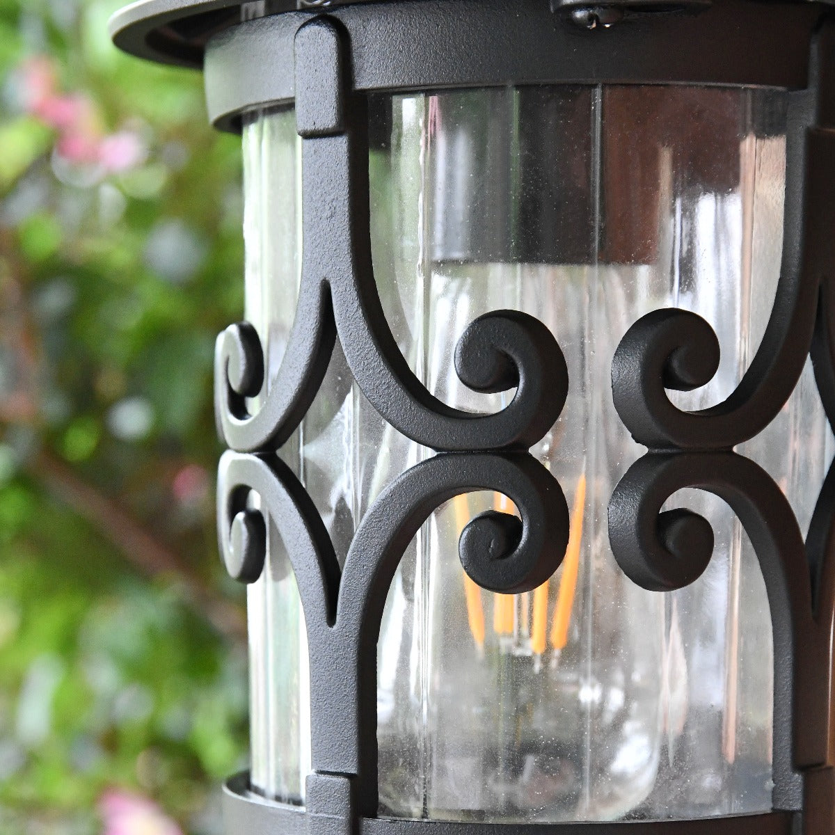 Black Scroll Design Traditional Top Fix Wall Lantern