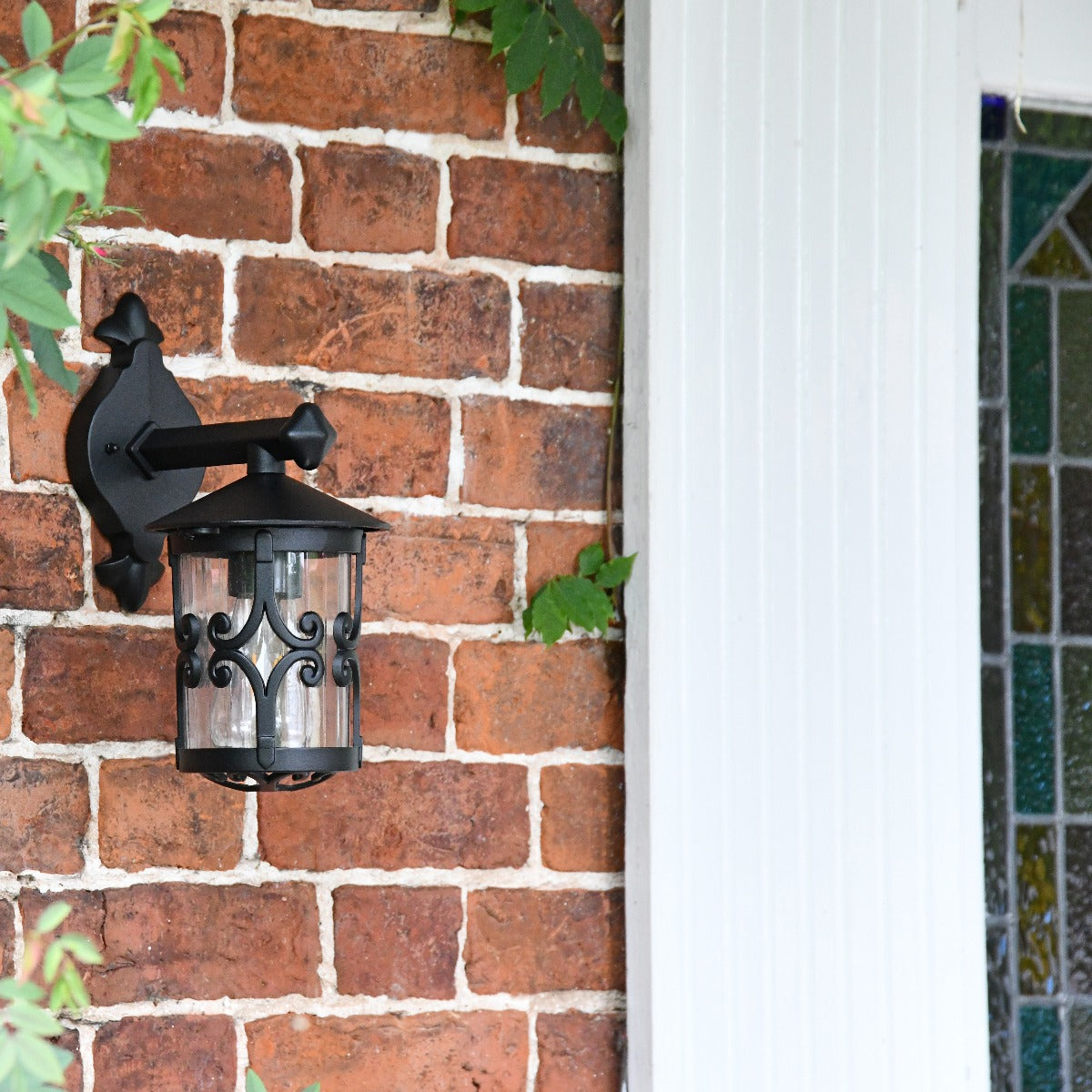 Black Scroll Design Traditional Top Fix Wall Lantern