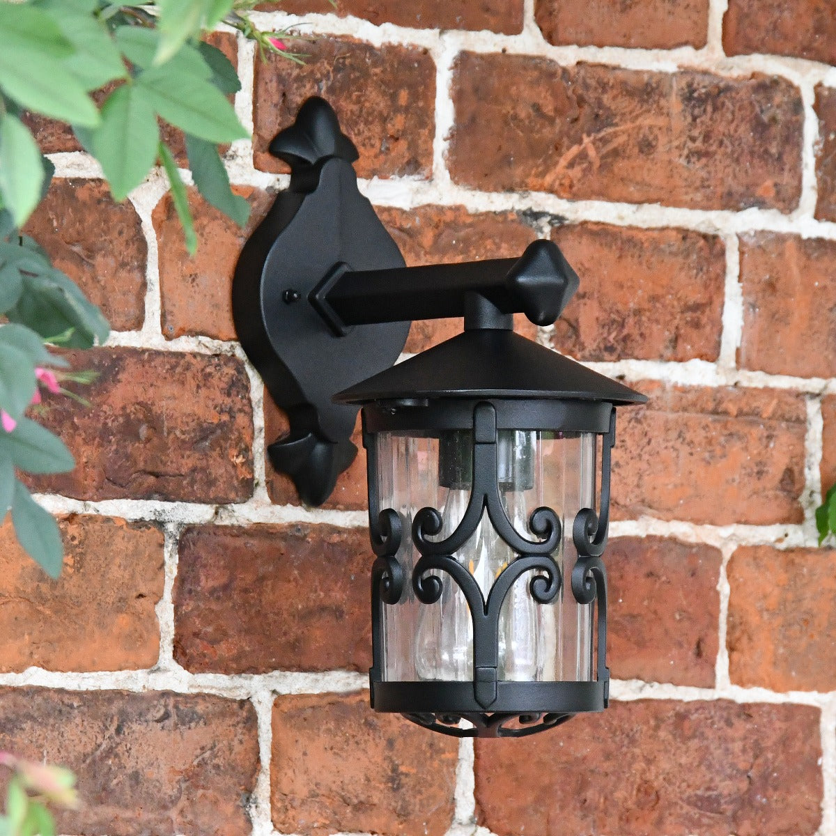 Black Scroll Design Traditional Top Fix Wall Lantern