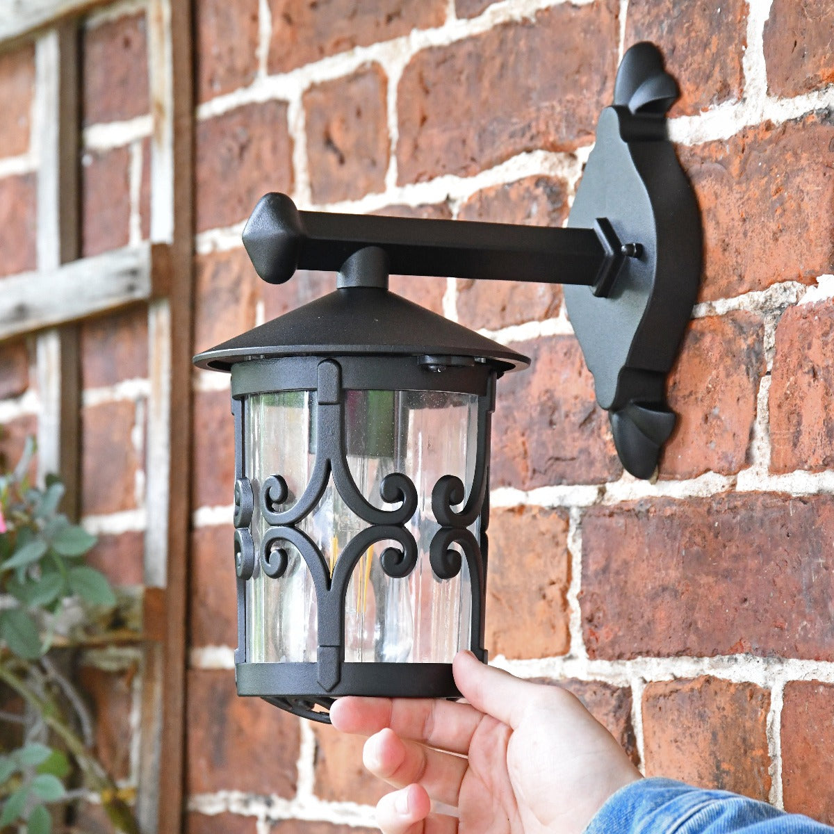 Black Scroll Design Traditional Top Fix Wall Lantern