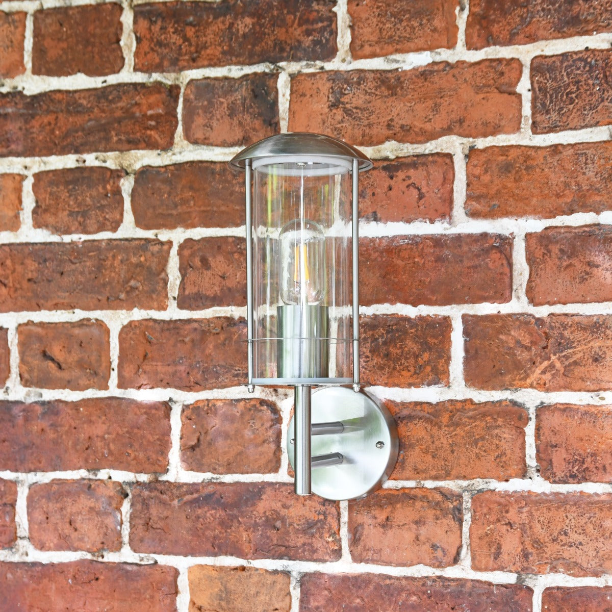 Modern Stainless Steel Wall Lantern in Situ 