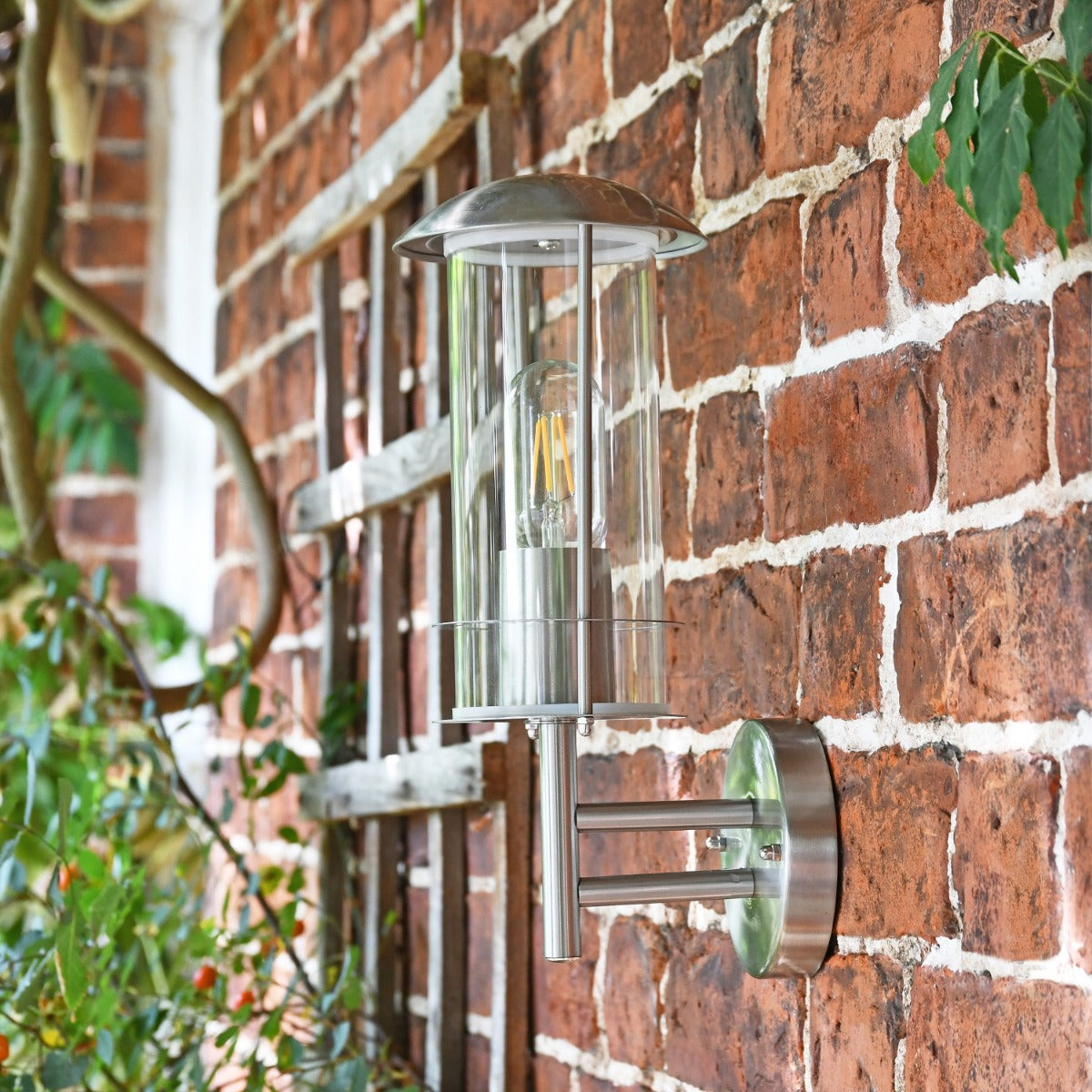 Side view of wall mounted Stainless Steel Lantern 