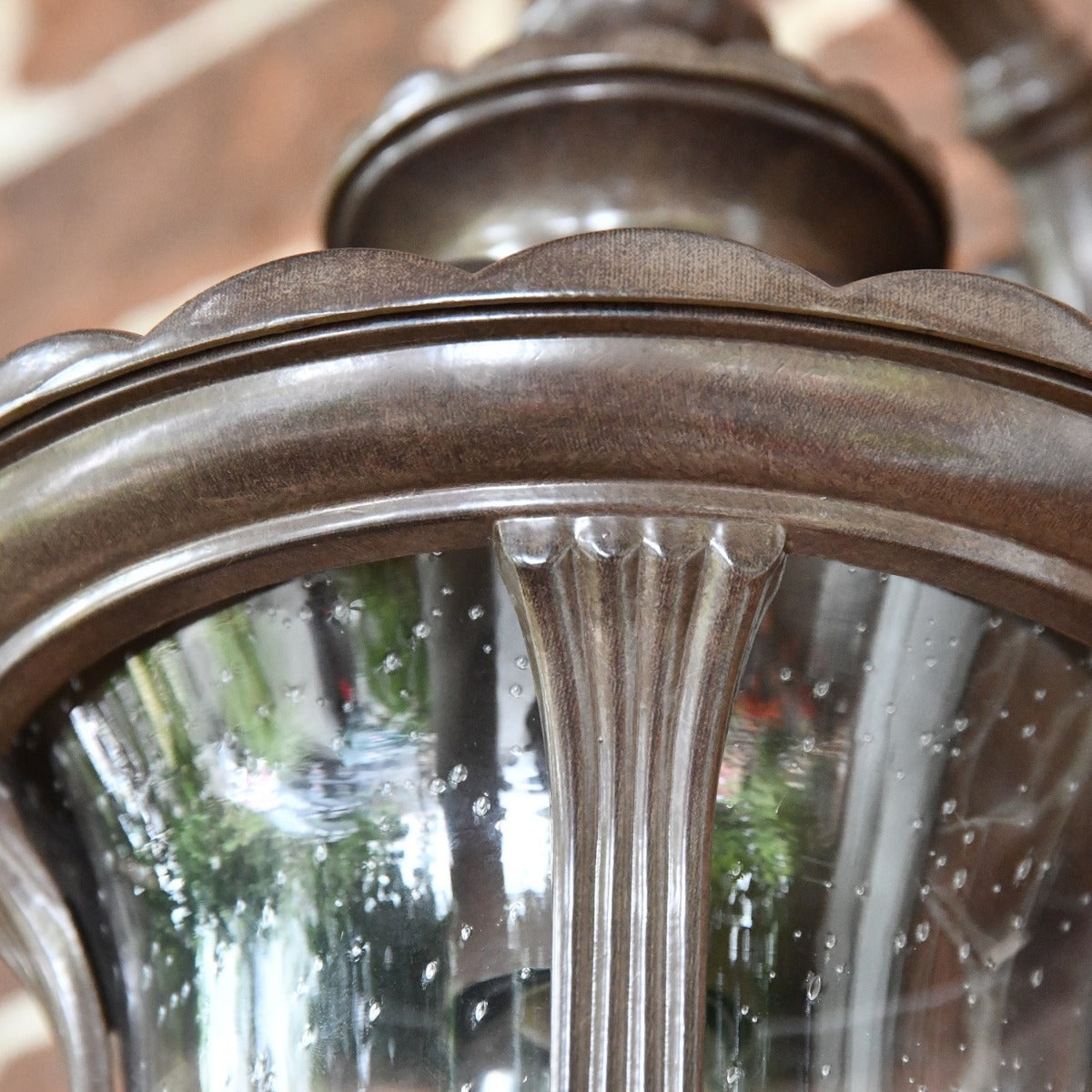 Close up of bronze finish and texture panes 