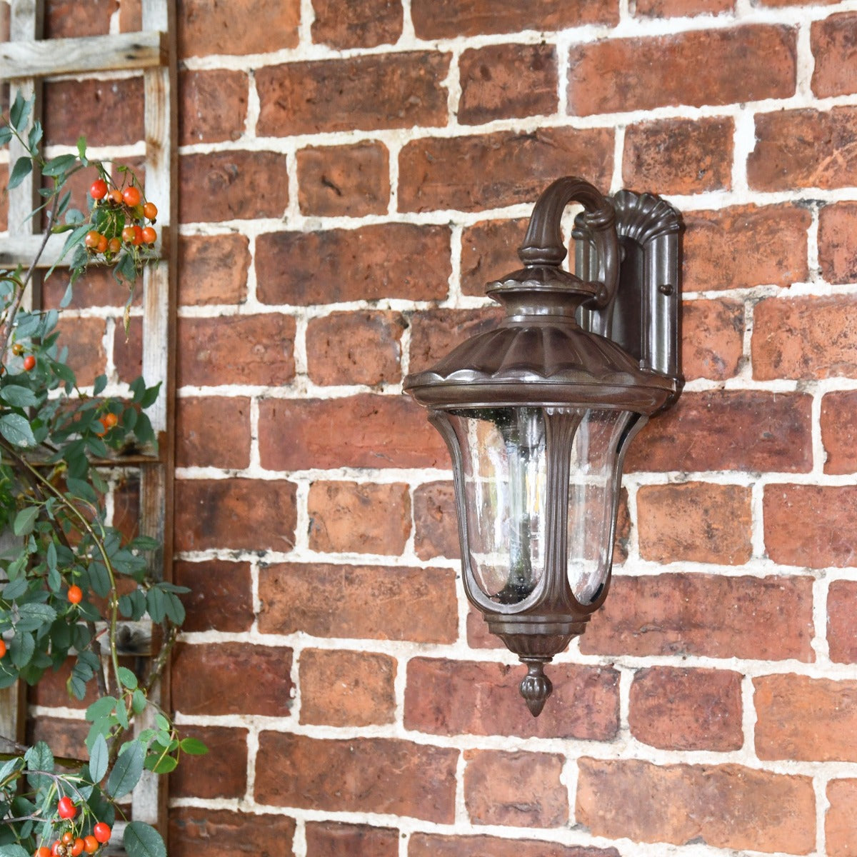 Traditional Bronze Top Fix Wall Lantern in Situ 