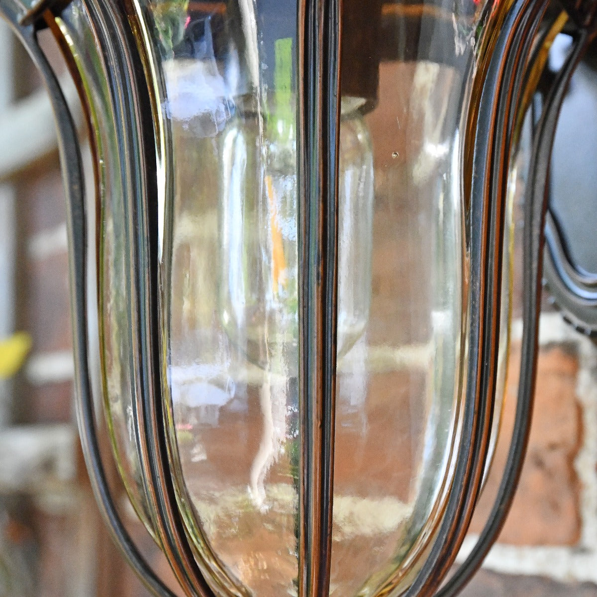 Close Up Of Antique Bronze Small Ornate Wall Lantern