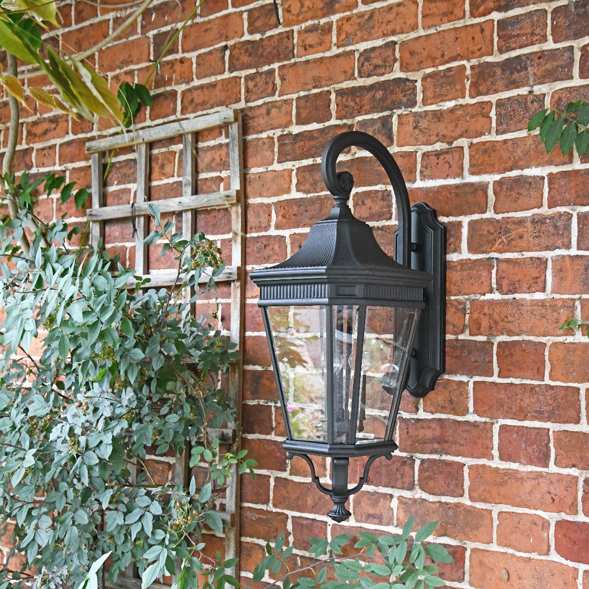 Large Black Traditional Suspended Wall Lantern