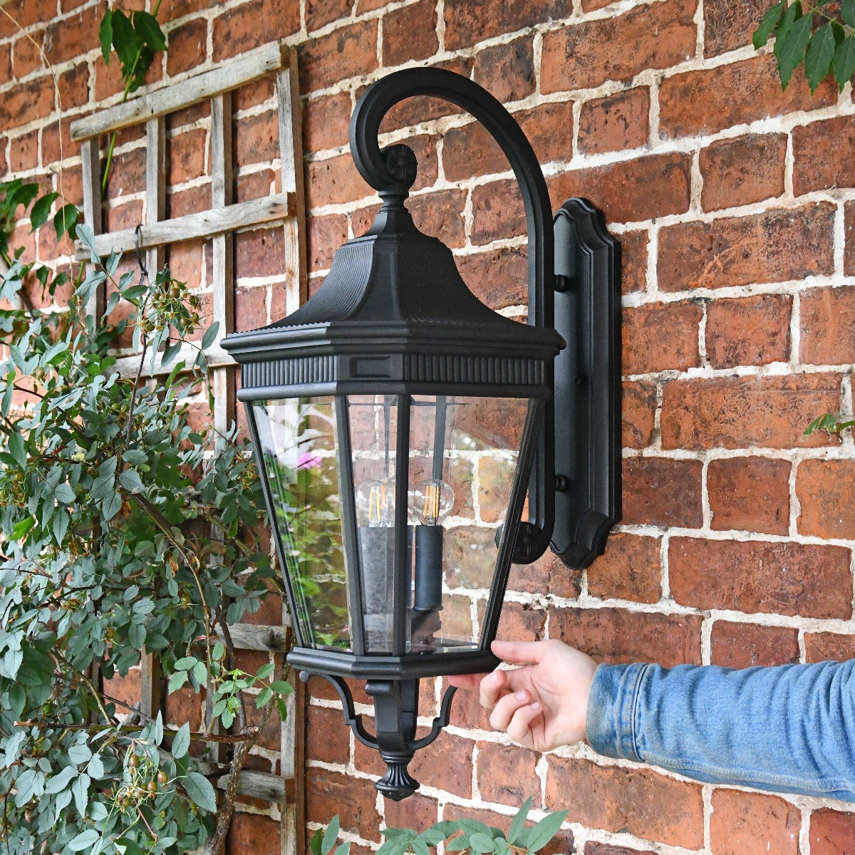 Large Black Traditional Suspended Wall Lantern