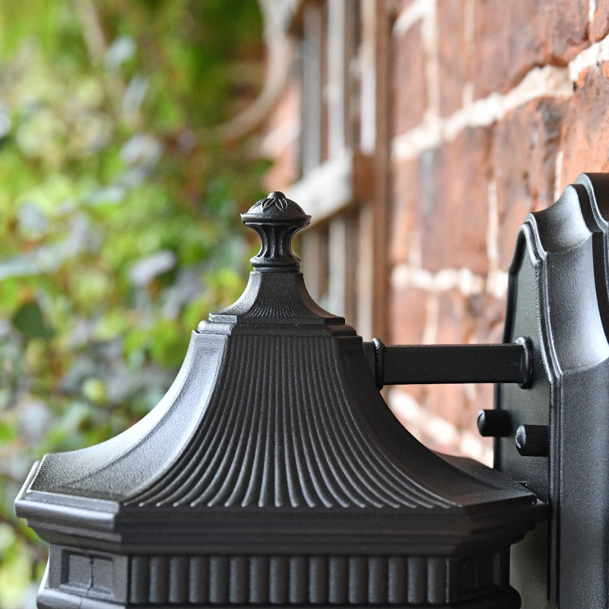 Black Georgian Wall Lantern and Bracket Close Up
