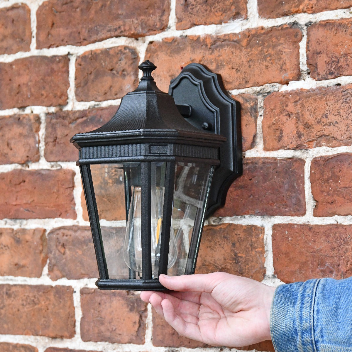 Black Georgian Wall Lantern and Bracket Scale Shot