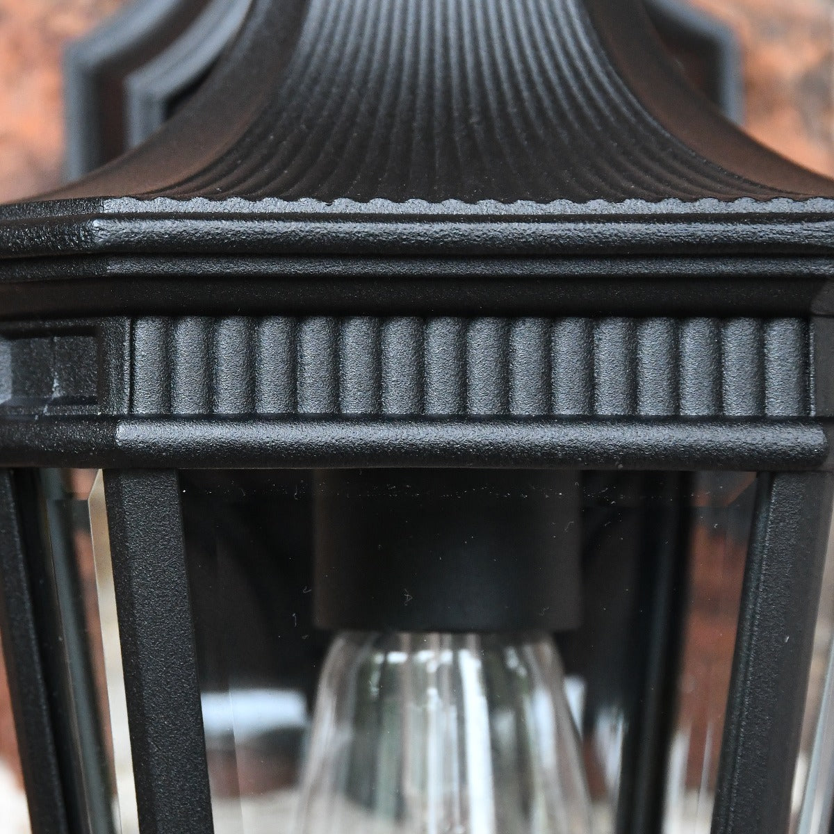 Black Georgian Wall Lantern and Bracket With Ornate Detailing