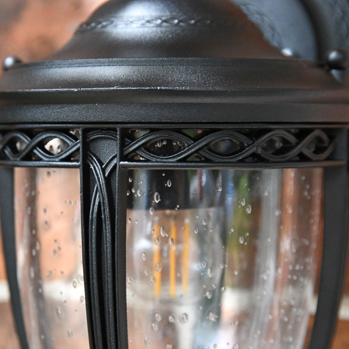 Black Wall Light With Raindrop Glass