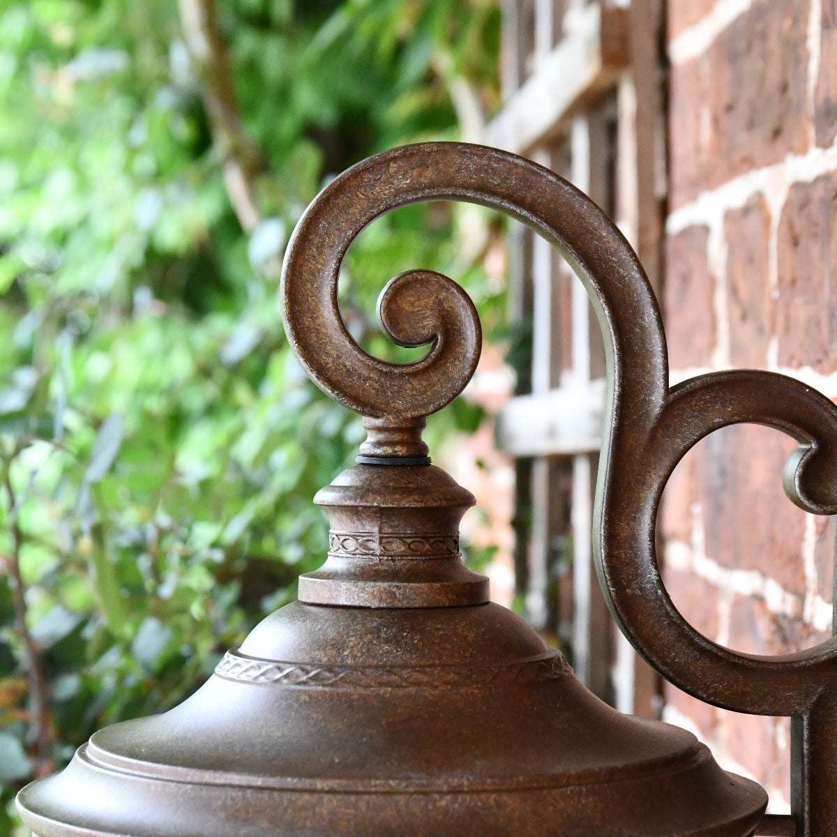 Antique Bronze Pillar Post Light with Seeded Glass Lantern