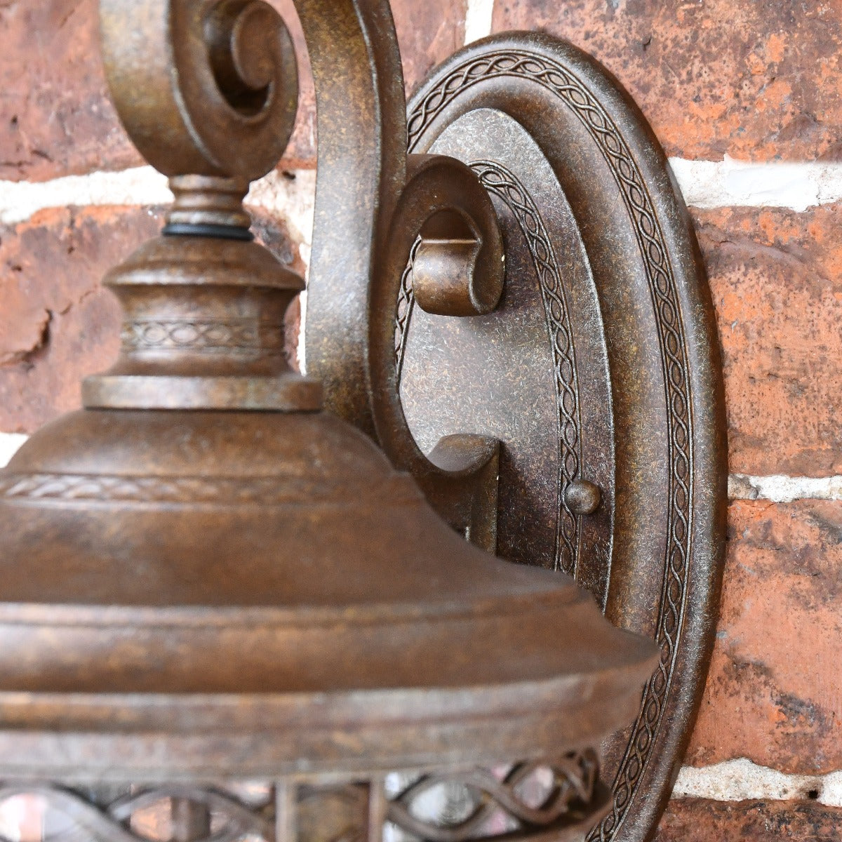 Antique Bronze Pillar Post Light with Seeded Glass Lantern
