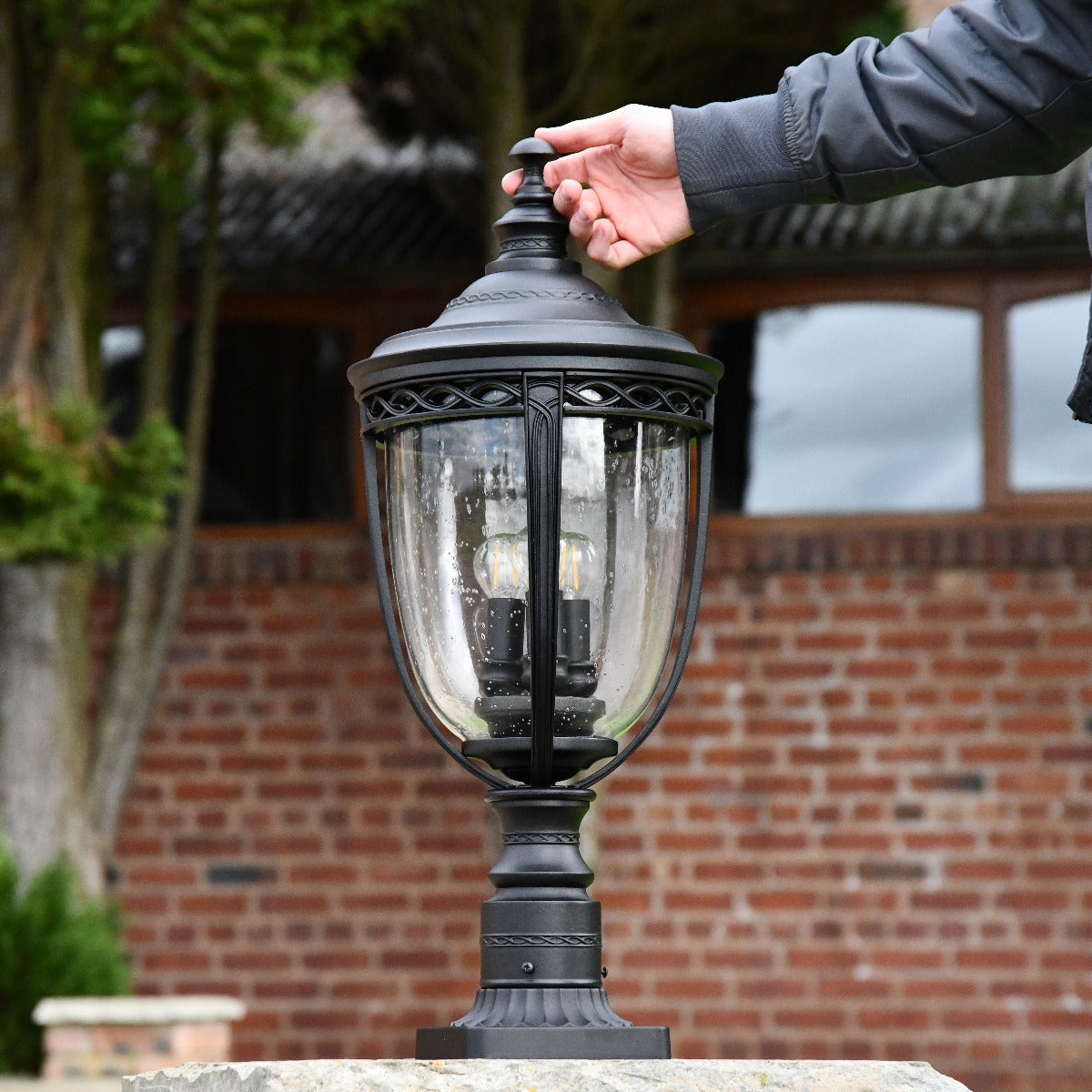 Black Countryside Traditional Pillar Lantern