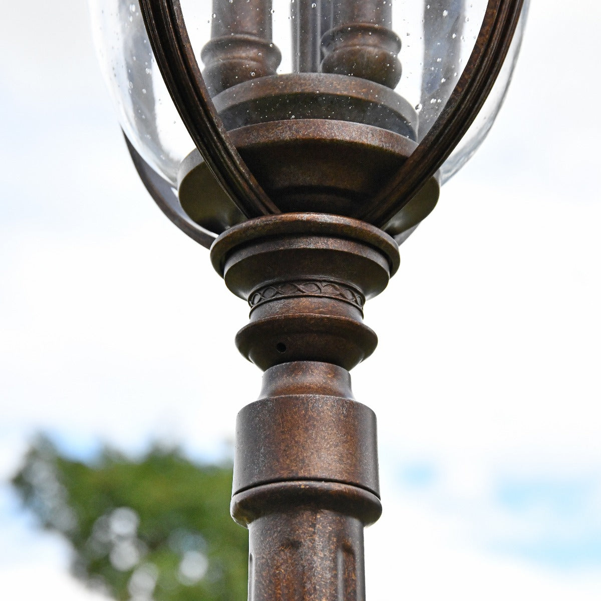 "The Rothford" Antique Bronze Beveled Glass Traditional Lamp Post 2.4m