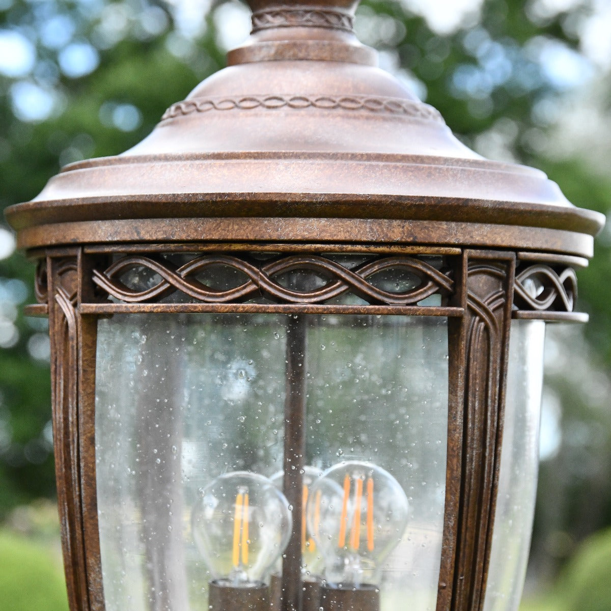 "The Rothford" Antique Bronze Beveled Glass Traditional Lamp Post 2.4m