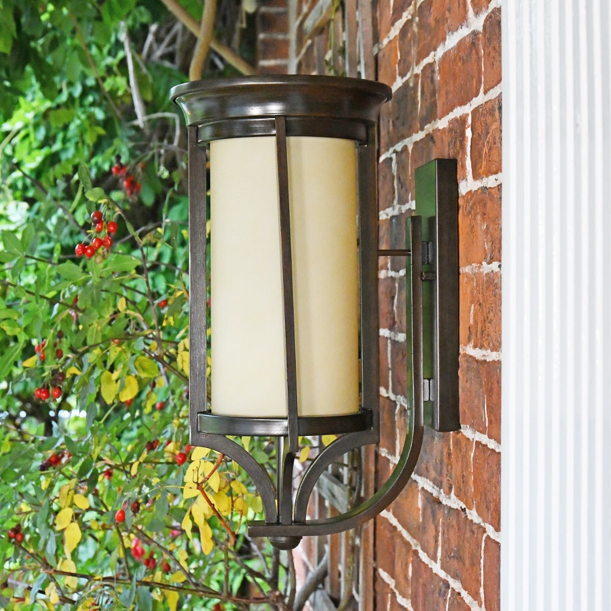 Side view of Geometric Bronze Wall Light on Wall 