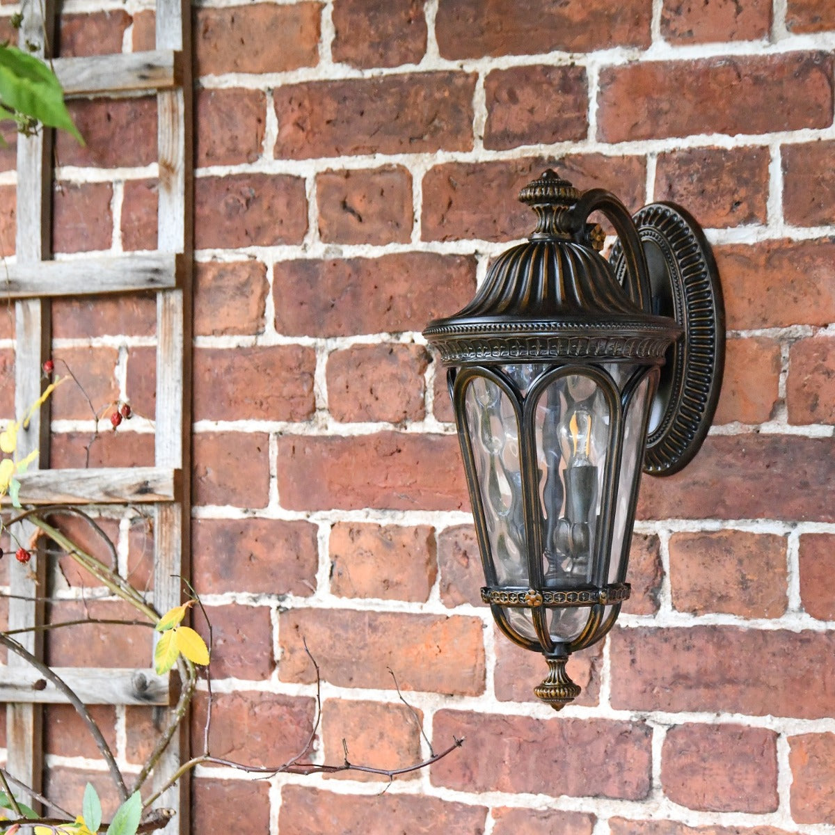 Bronzed Resplendent Top Fix Wall Lantern in Situ
