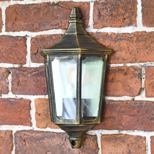 Antique Gold Traditional Flush Wall Lantern