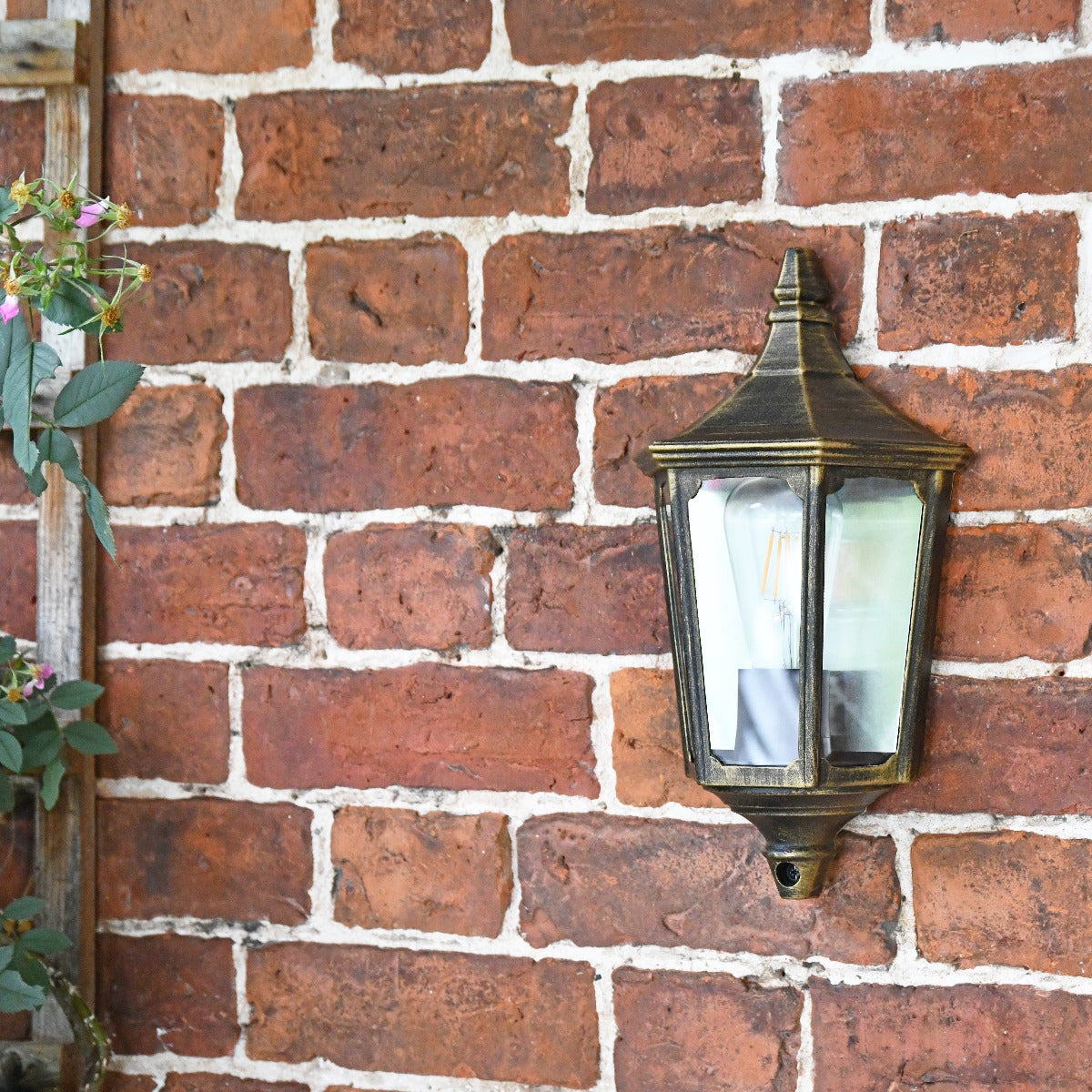 Antique Gold Traditional Flush Wall Lantern