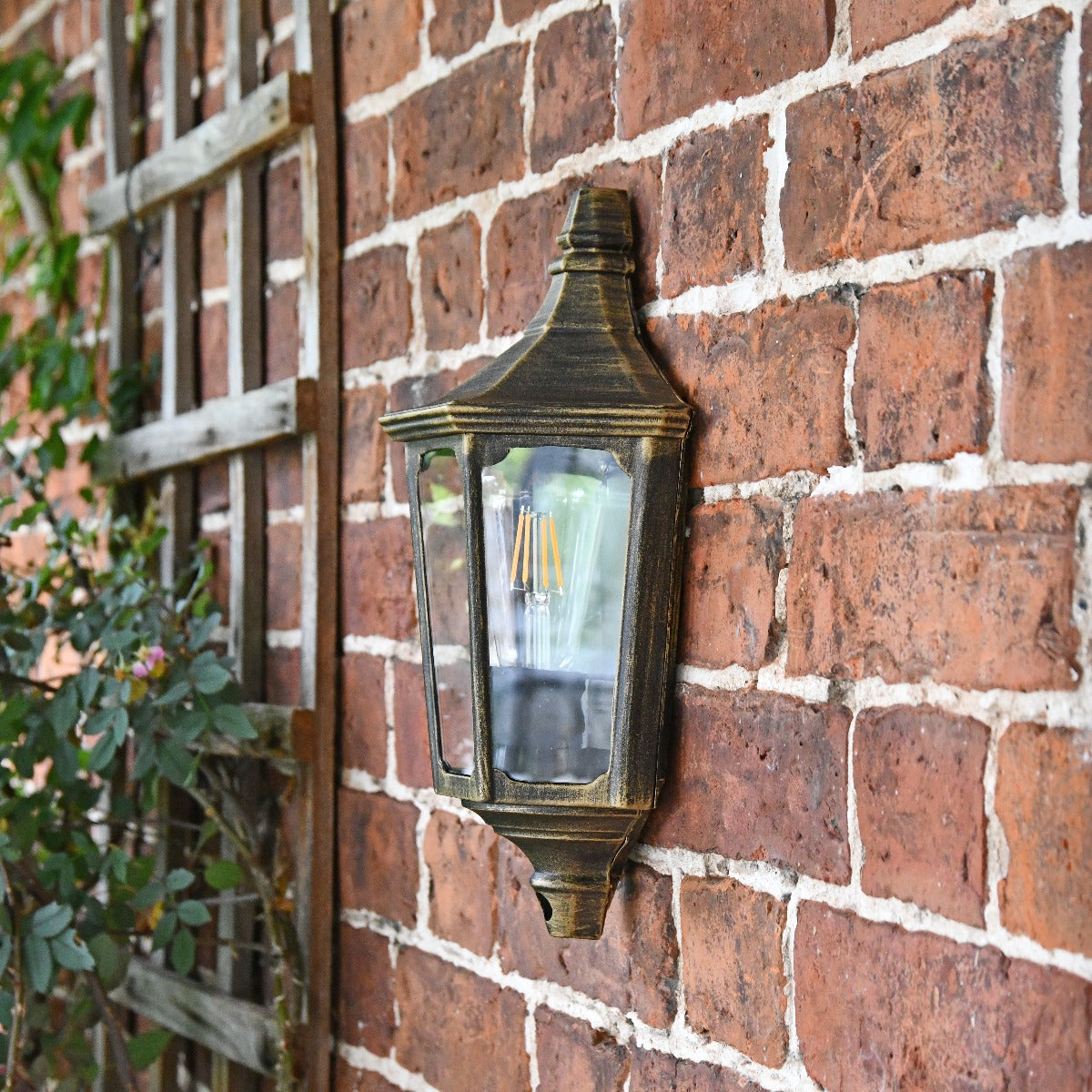 Antique Gold Traditional Flush Wall Lantern