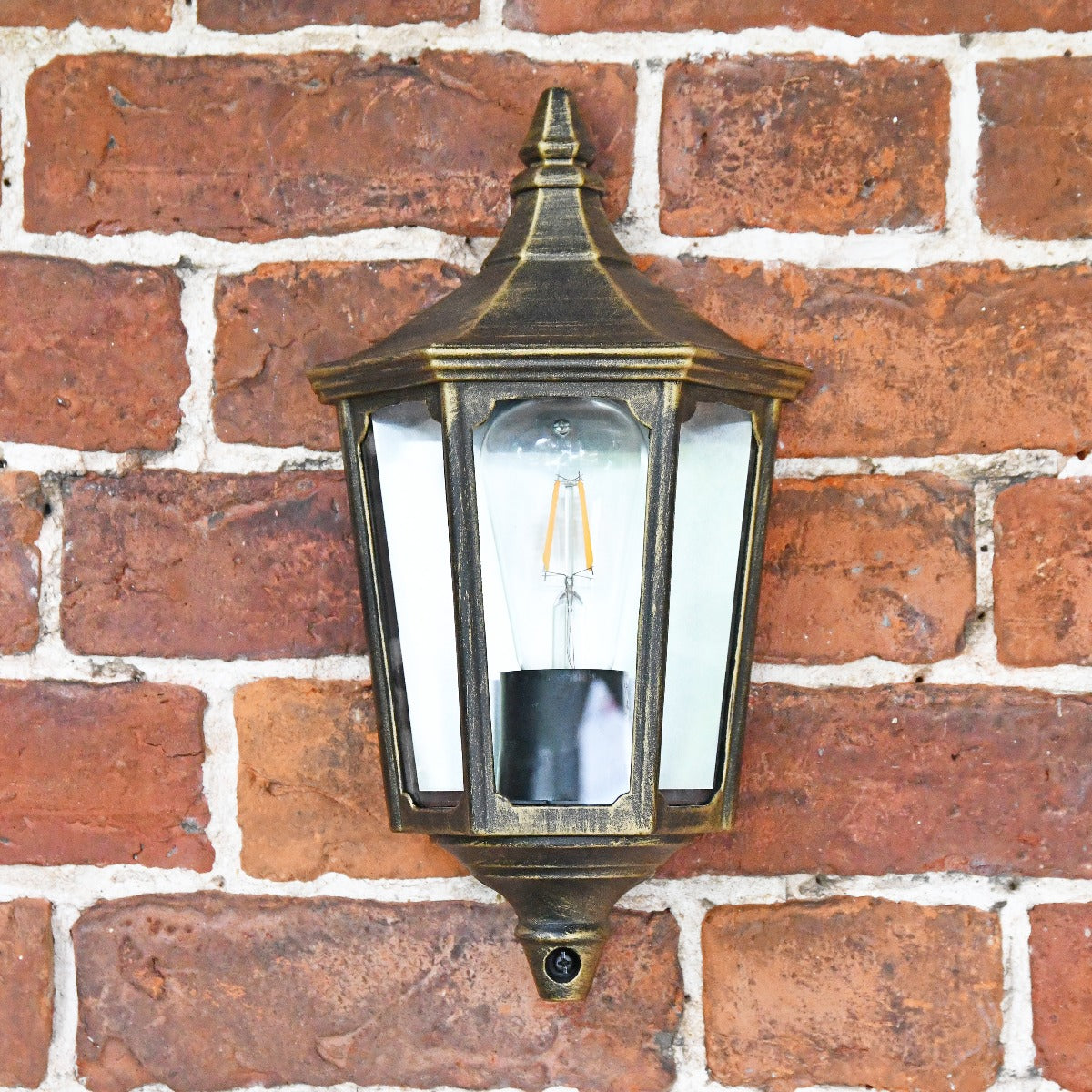 Antique Gold Traditional Flush Wall Lantern